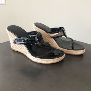 burberry black patten wedge